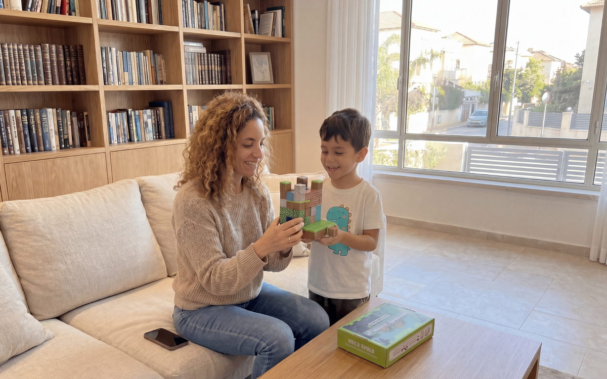 הוא בונה מגדל ומראה לי בגאווה — במקום לצעוק 'עוד חמש דקות!' על הטאבלט.